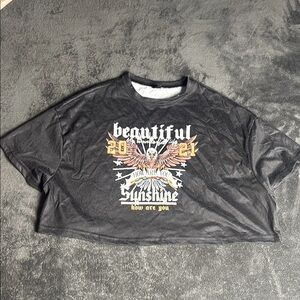 Graphic Black Crop Top